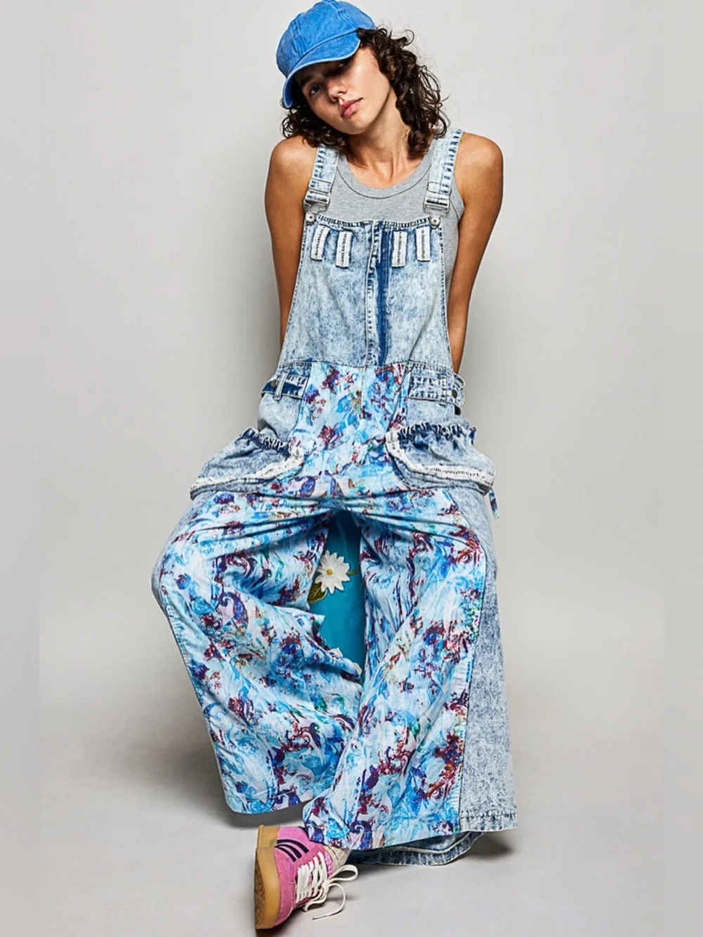 POL “ Ocean Muse “Patchwork Overalls | Denim - Picture 4 of 10